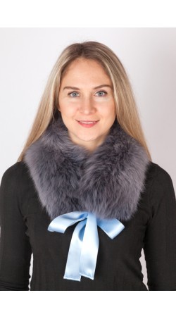 Blue fox fur collar-neck warmer